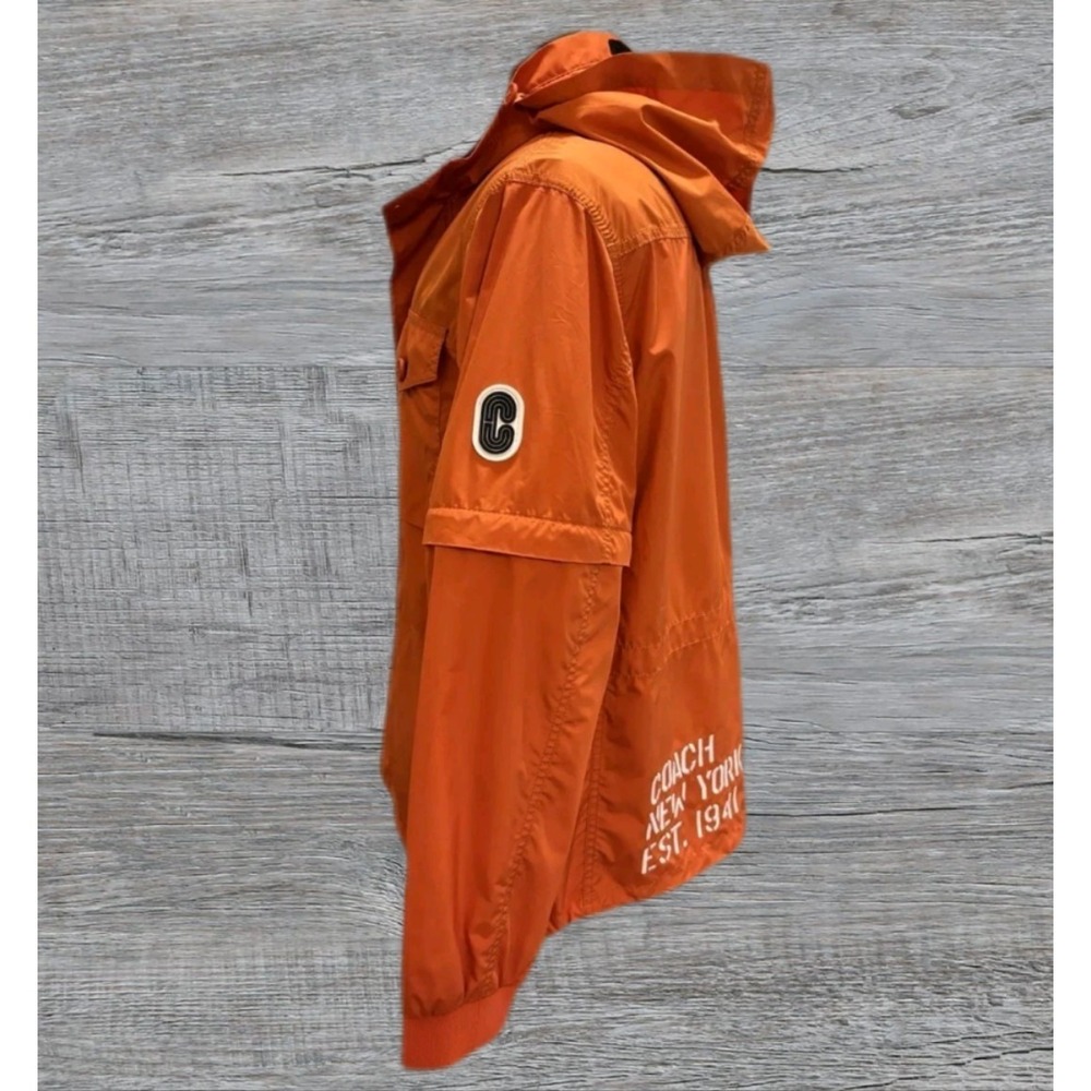 COACH New York Windbreaker Coat Jacket Orange Detach Sleeves  Small Hoodie - Picture 2 of 16